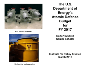 The U.S. Department of Energy`s Atomic Defense Budget for FY 2017
