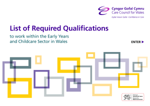 List of Required Qualifications to work within the Early Years and