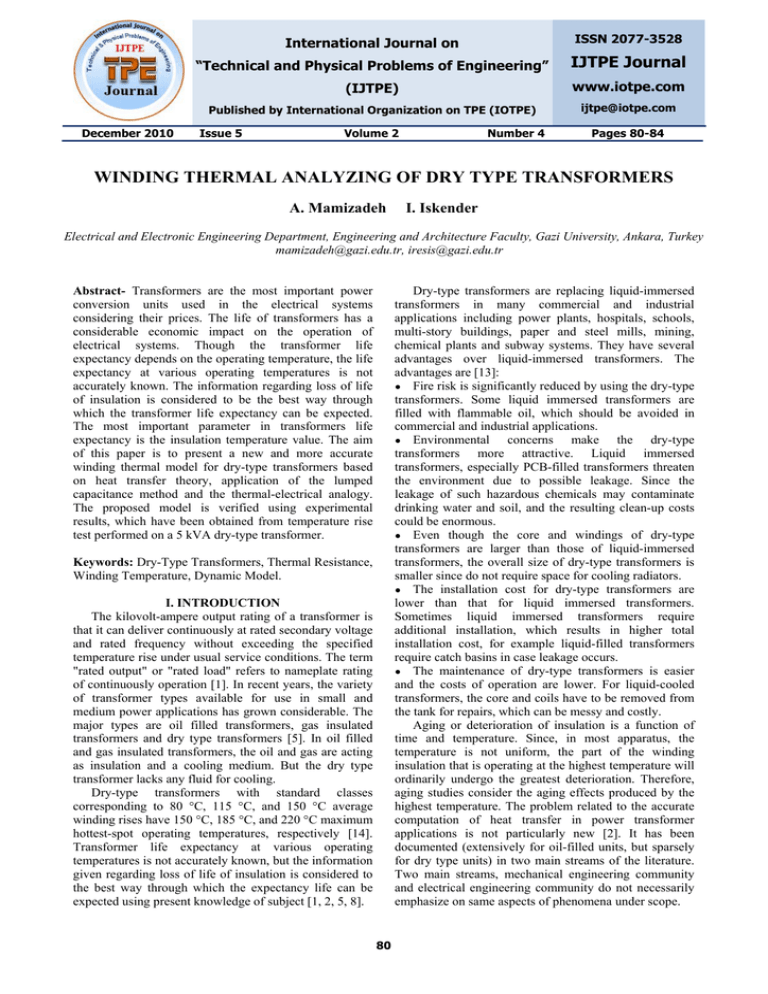 WINDING THERMAL ANALYZING OF DRY TYPE TRANSFORMERS