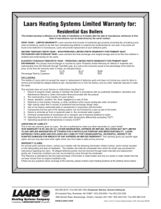 Laars Heating Systems Limited Warranty for: