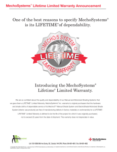 Lifetime Limited Warranty - Fraser Shading Systems Inc.