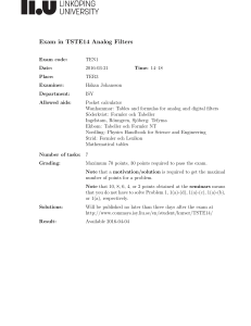 Exam in TSTE14 Analog Filters