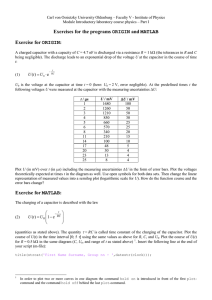 Exercises for the programmes ORIGIN and MATLAB