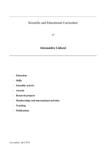 Scientific and Educational Curriculum Alessandro Lidozzi