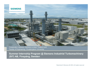 Summer Internship Program @ Siemens Industrial Turbomachinery