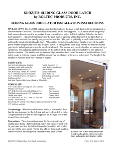 KLOZIT Sliding Glass Door Latch Installation Manual
