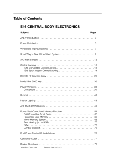 Table of Contents E46 CENTRAL BODY ELECTRONICS