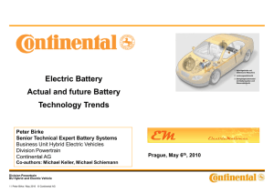 Electric Battery Actual and future Battery Technology