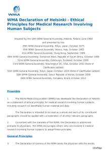 Ethical Principles for Medical Research Involving Human Subjects