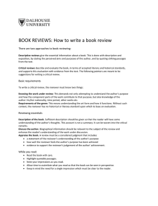 BOOK REVIEWS: How to write a book review