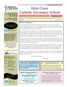 February 2016 - Holy Cross Catholic Secondary School