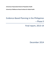 Evidence-Based Planning in the Philippines – Phase II Final report