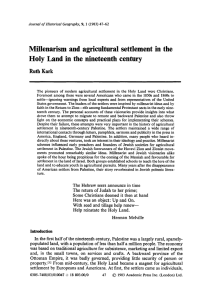 Millenarism and agricultural settlement in the Holy Land in the
