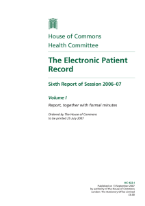 Report (The Electronic Patient Record)