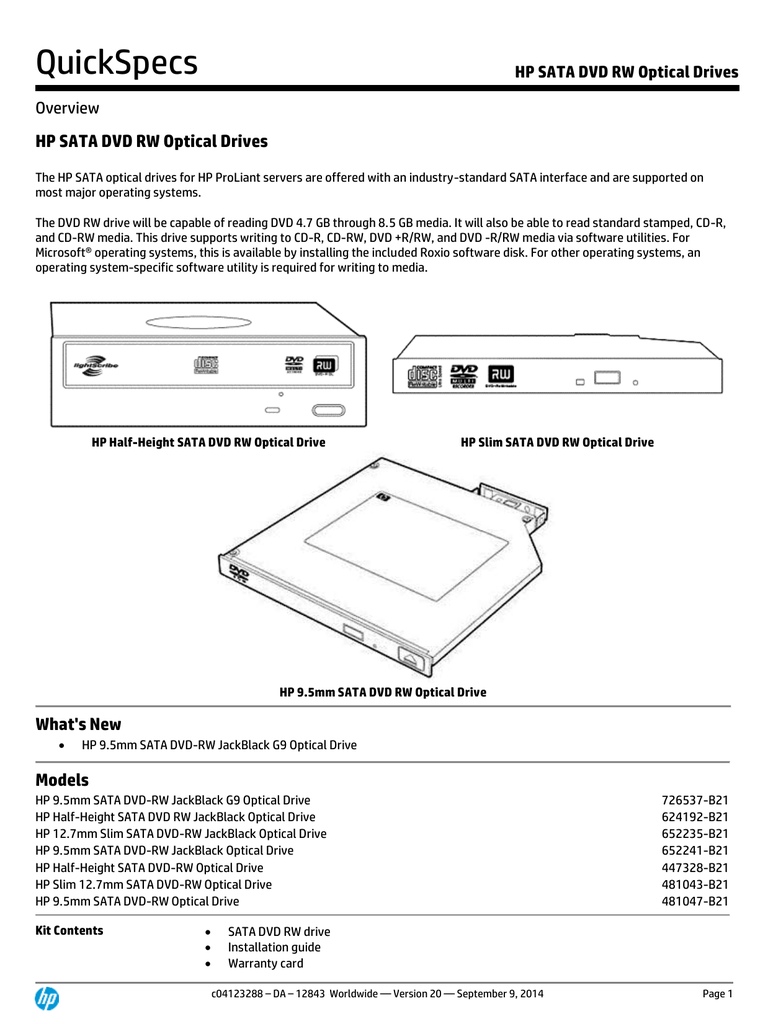 Hp Sata Dvd Rw Optical Drives