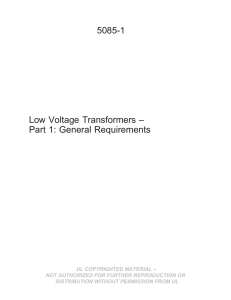 5085-1 Low Voltage Transformers – Part 1: General Requirements