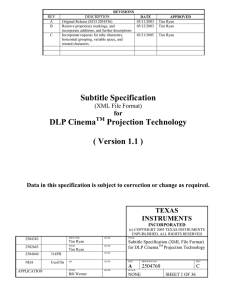 Subtitle Specification DLP Cinema Projection Technology