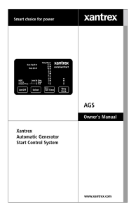 Xantrex Automatic Generator Start Control System Owner`s Manual