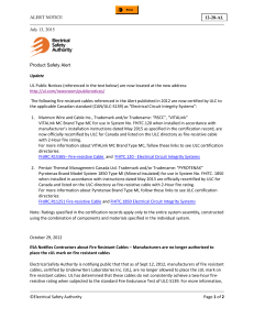 ALERT NOTICE July 13, 2015 ©Electrical Safety Authority Page 1 of