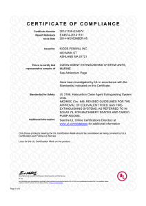 Kidde ADS Novec 1230 UL Certificate of Compliance