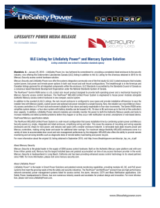ULC Listing for LifeSafety Power® and Mercury System