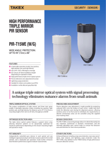 high performance triple mirror pir sensor pir-t15we (w/g)