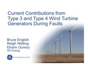 Current Contributions from Type 3 and Type 4 Wind Turbine