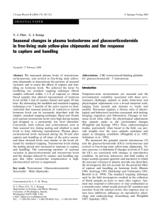 Seasonal changes in plasma testosterone and glucocorticosteroids