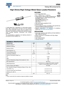 VR68 High Ohmic/High Voltage Metal Glaze Leaded Resistors