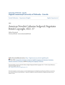 American Novelist Catharine Sedgwick Negotiates British Copyright