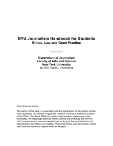 NYU Journalism Handbook for Students: Ethics, Law and Good