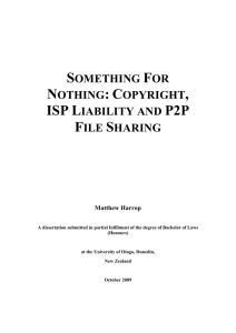 something for nothing: copyright, isp liability and p2p file sharing