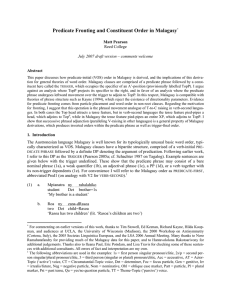 Predicate Fronting and Constituent Order in Malagasy