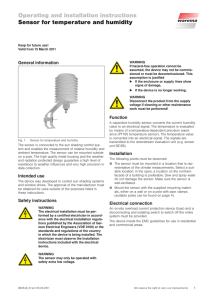 Operating and installation instructions Sensor for temperature and
