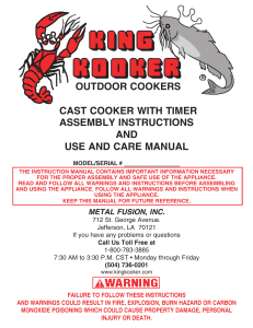 Assembly InstructIons And use And cAre mAnuAl outdoor cooKers