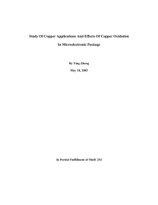 Study Of Copper Applications And Effects Of Copper Oxidation In