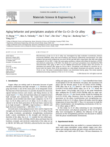 Aging behavior and precipitates analysis of the Cu–Cr–Zr–Ce alloy