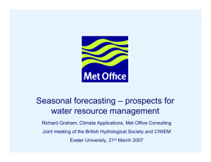 Seasonal forecasting – prospects for water resource management