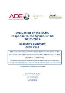 Evaluation of the ECHO response to the Syrian Crisis