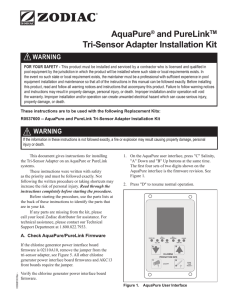 AquaPure® and PureLinkTM Tri-Sensor Adapter Installation Kit