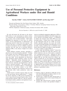 Use of Personal Protective Equipment in Agricultural Workers under