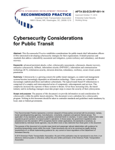 Cybersecurity Considerations for Public Transit