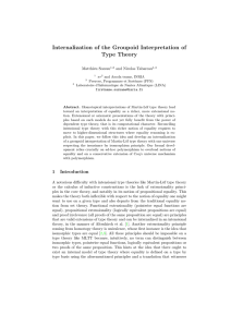 Internalization of the Groupoid Interpretation of Type Theory