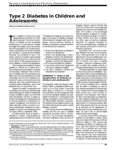 Type 2 Diabetes in Children and Ad olescents