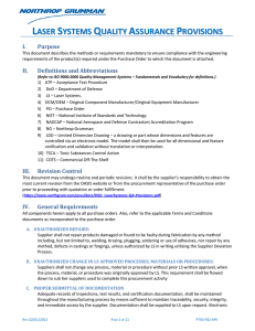 laser systems quality assurance provisions