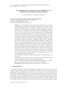 An Algorithm for Customer Order Fulfillment in a Make-to