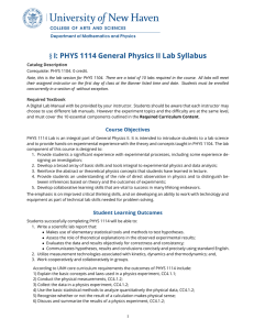 §I: PHYS 1114 General Physics II Lab Syllabus