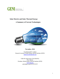 Solar Electric and Solar Thermal Energy