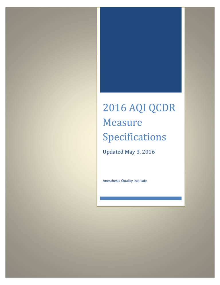 2016 AQI QCDR Measure Specifications