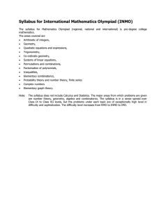 Syllabus for International Mathematics Olympiad (INMO)